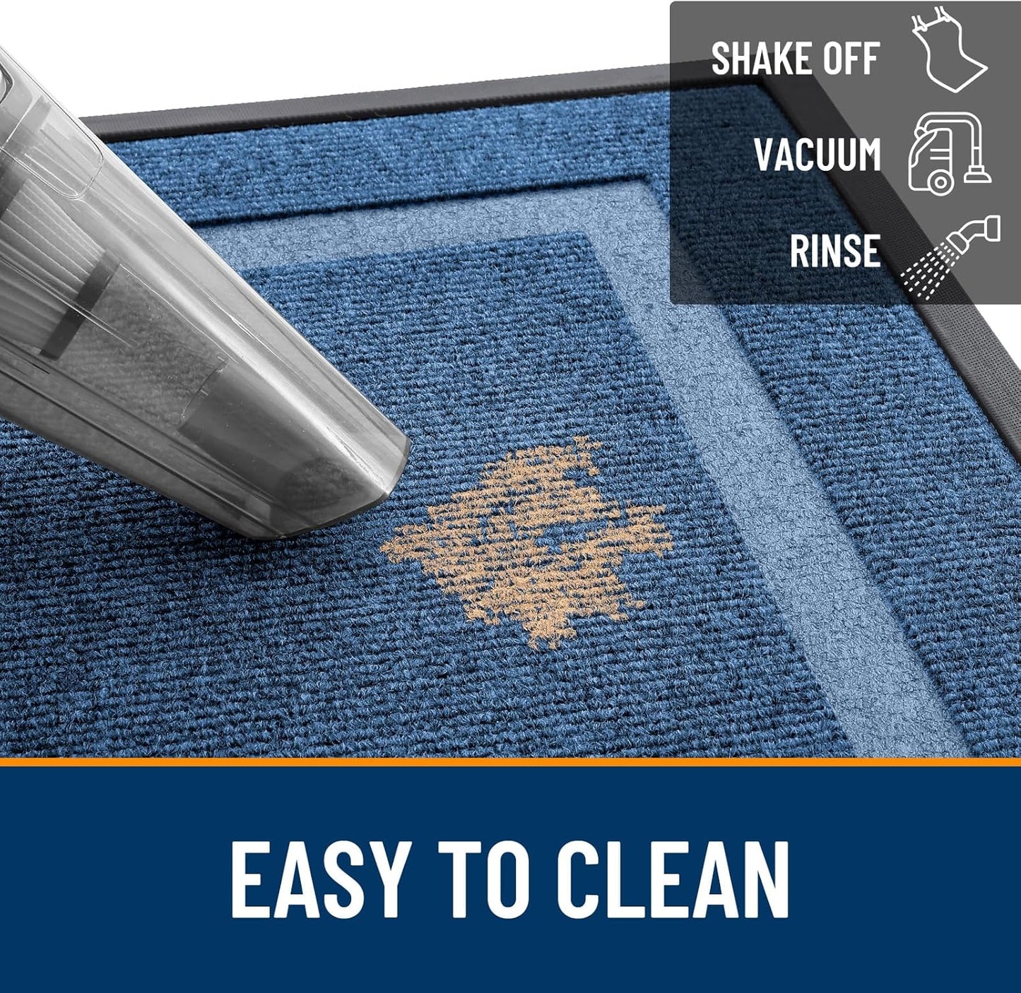 OLANLY Waterproof Front Door Mat - All-Season Indoor/Outdoor Doormat | Sturdy Rubber, Easy Clean, 35x23, Light Blue