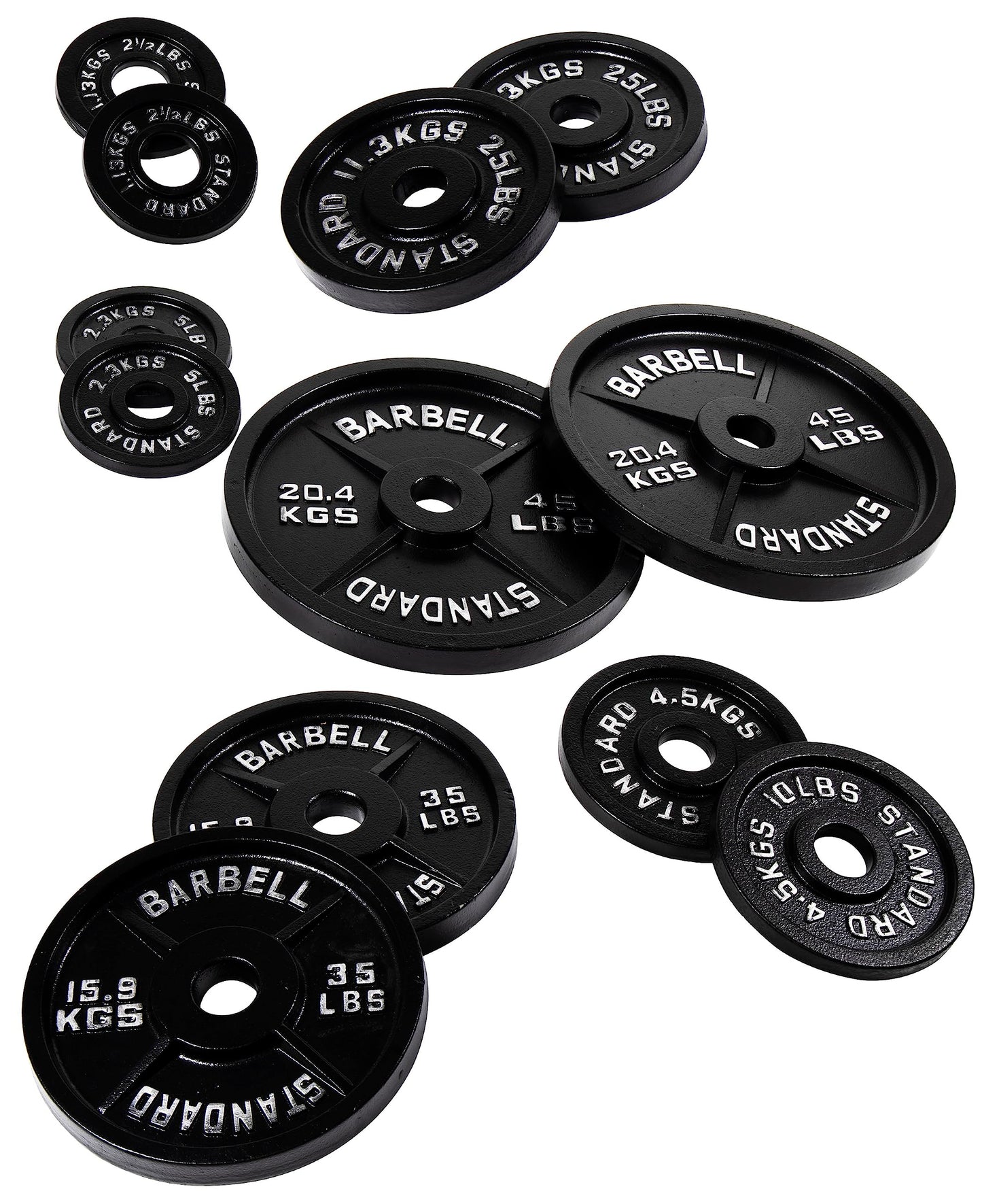 Fitvids Olympic 2-Inch Cast Iron Plate Weight Plate for Strength Training and Weightlifting, Vintage Style, Alloy Steel,25LB Pair