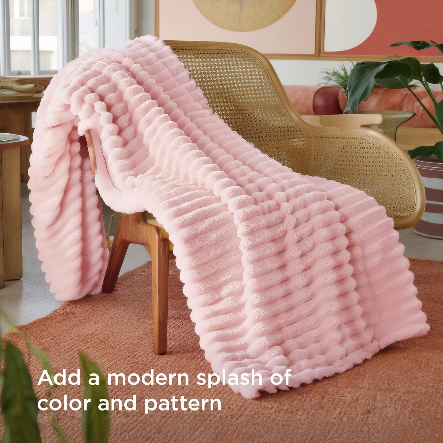 Bedsure GentleSoft Twin Fleece Blanket - Super Soft Coral Pink Cozy Throw for Women | 60x80 Inches
