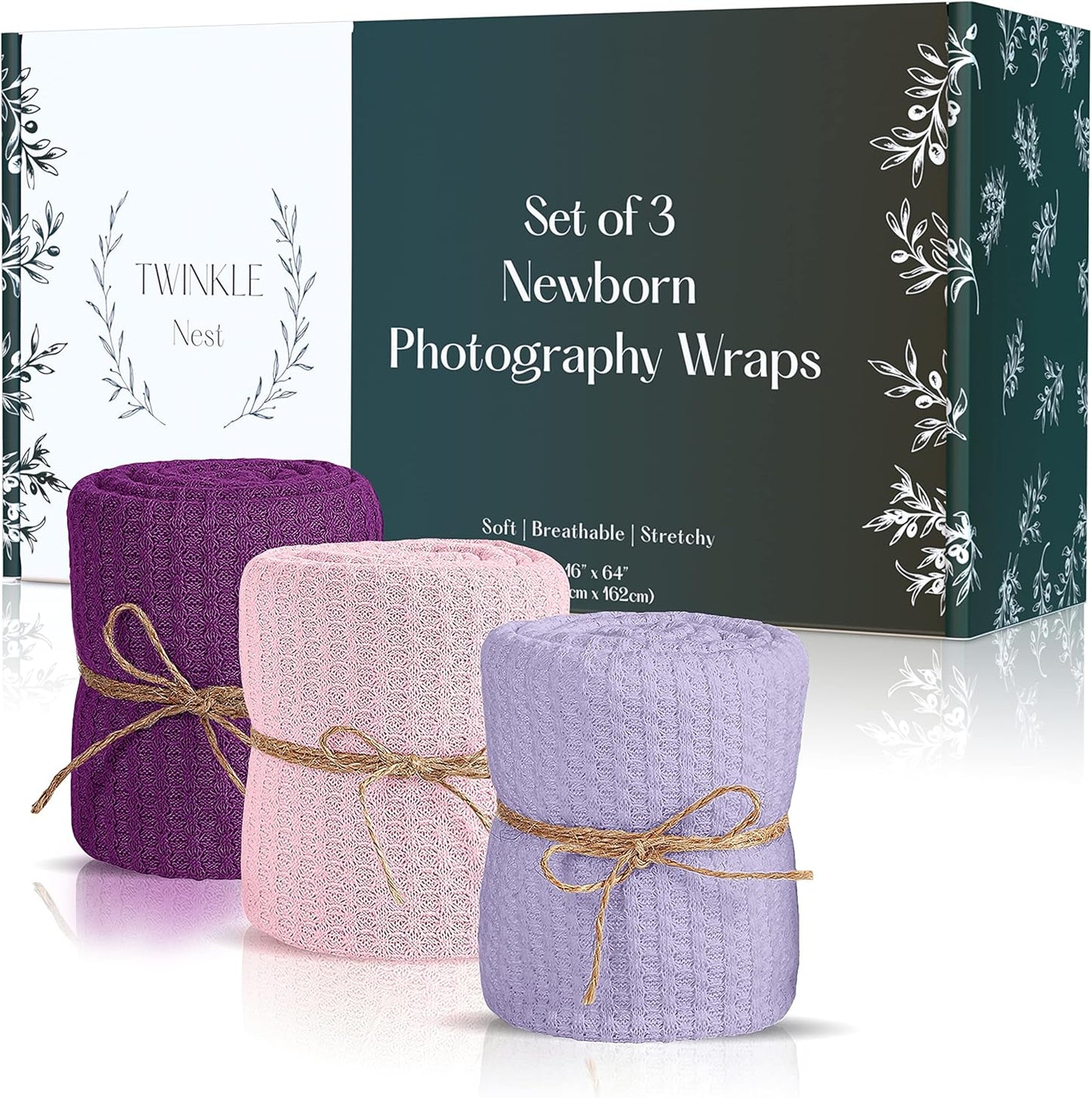 Set 3 Baby Wrap. of Newborn Photography Wraps. Baby Swaddle or Blanket for Newborn Photography Props. Waffle Knit