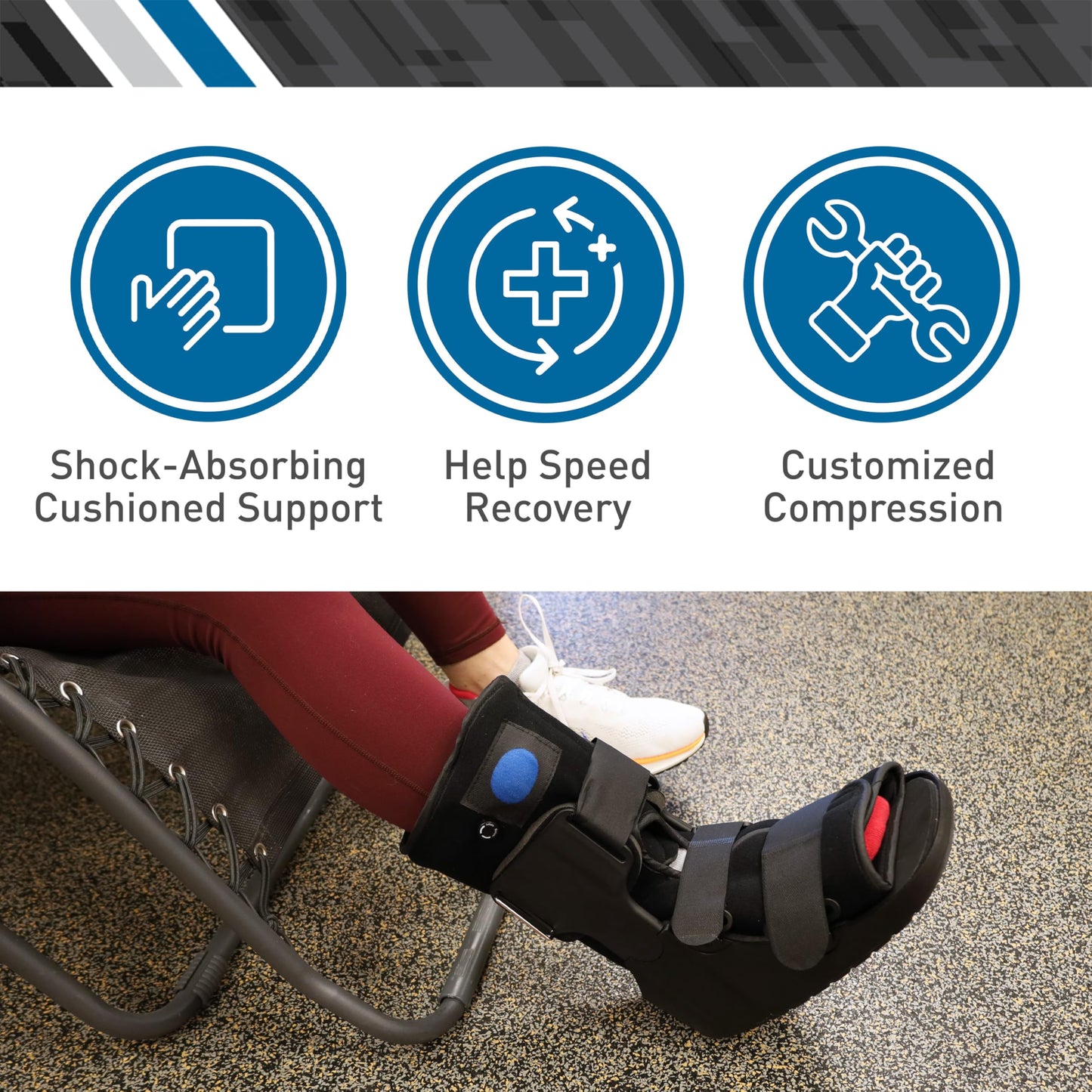 BodyMed Air CAM Walking Fracture Boot, Small, 11.5" Tall - Adjustable and Shock-Absorbing Support for Foot and Ankle Recovery - Fits Left & Right Foot
