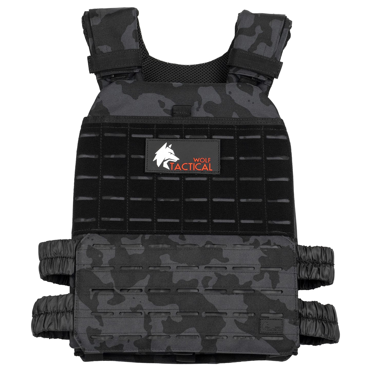 WOLF TACTICAL Adjustable Weighted Vest – WODs, Strength and Endurance Training, Fitness Workouts, Running (Black Camo)