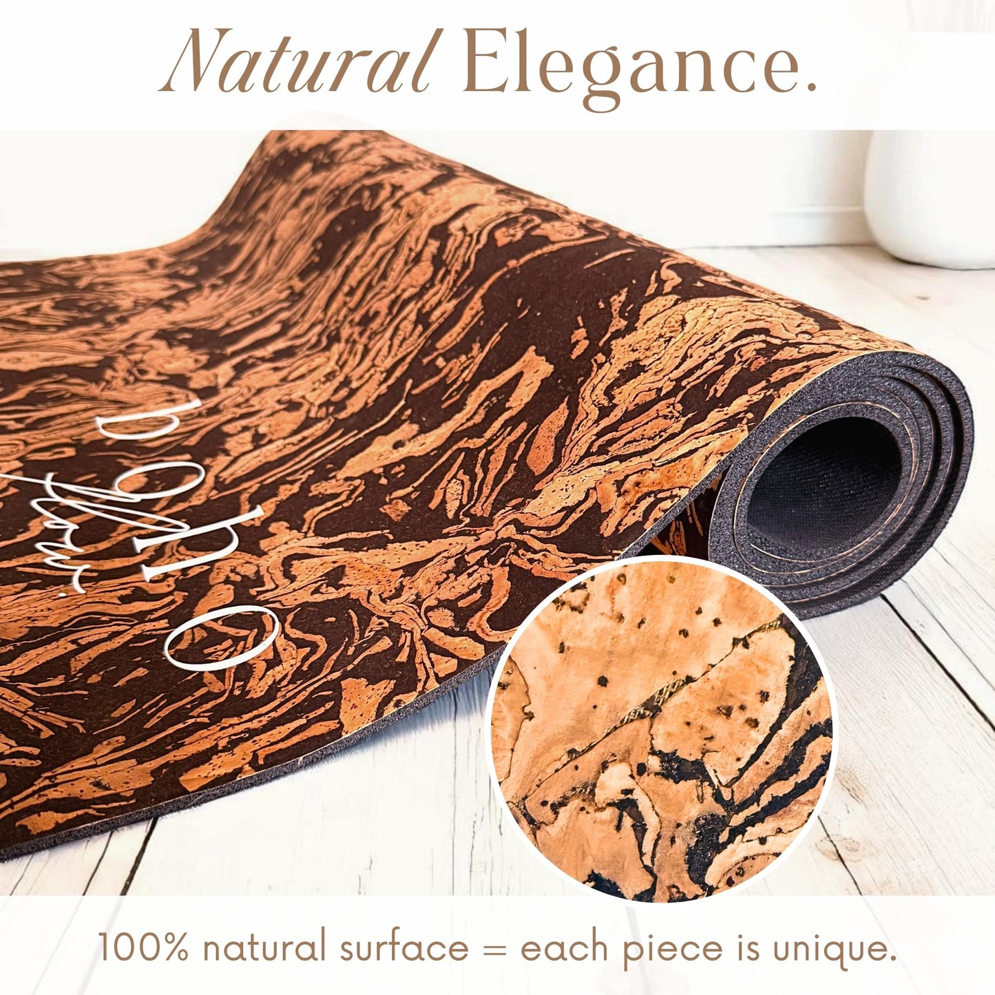 Boho Flow Deluxe Cork Yoga Mat | Caffè Core - Coffee Cork Edition | Eco-Luxury Coffee-Infused Cork Surface, Natural Tree Rubber Base & Signature Handmade Boho Macramé Bag