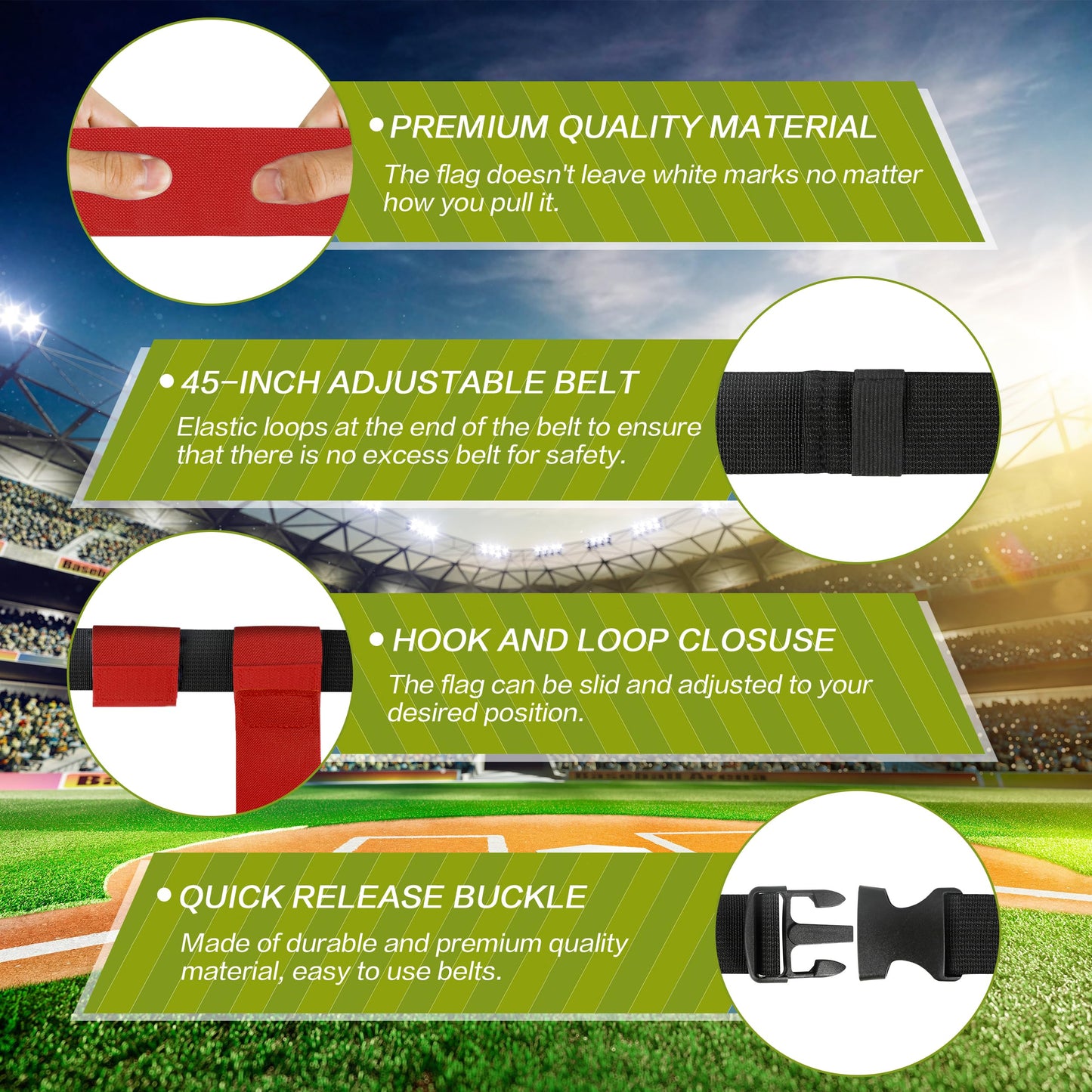 Uikro Flag Football Belts, 14 Player Flag Football Set with 42 Flags for Adults Youth Kids, Sports Training Competition (Yellow & Red, 14 Player, 42 Flags)
