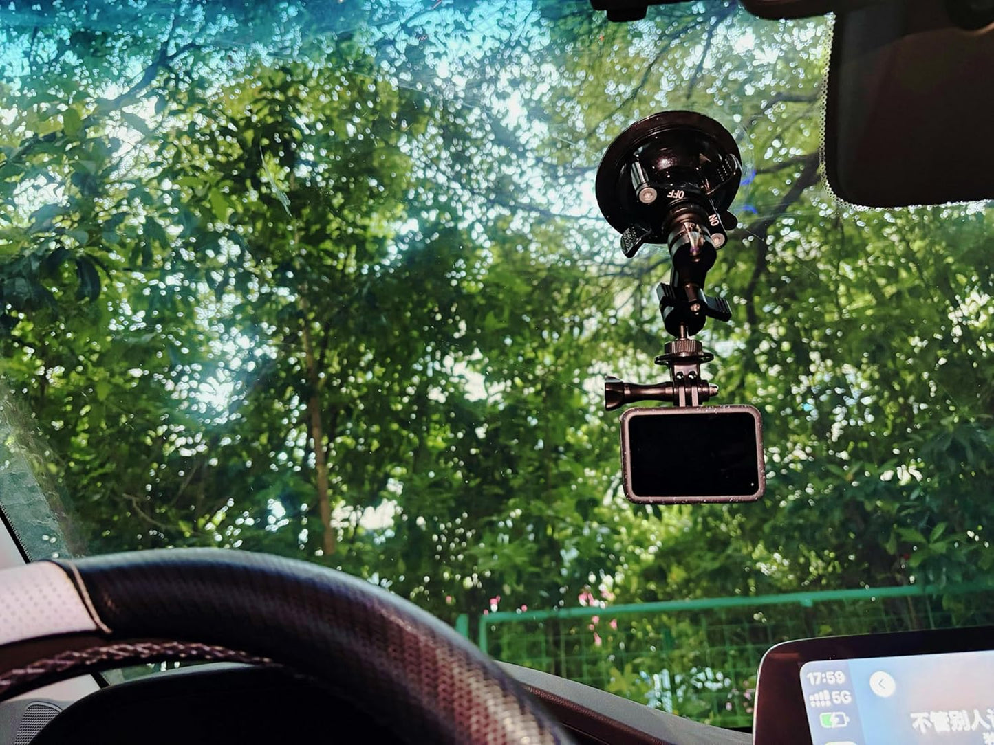 LSYRIA 1/4" 360 Insta360 X3, Double Layer Suction Cup Mount with Double Ball Head Magic Arm, Screw Rotating Camera