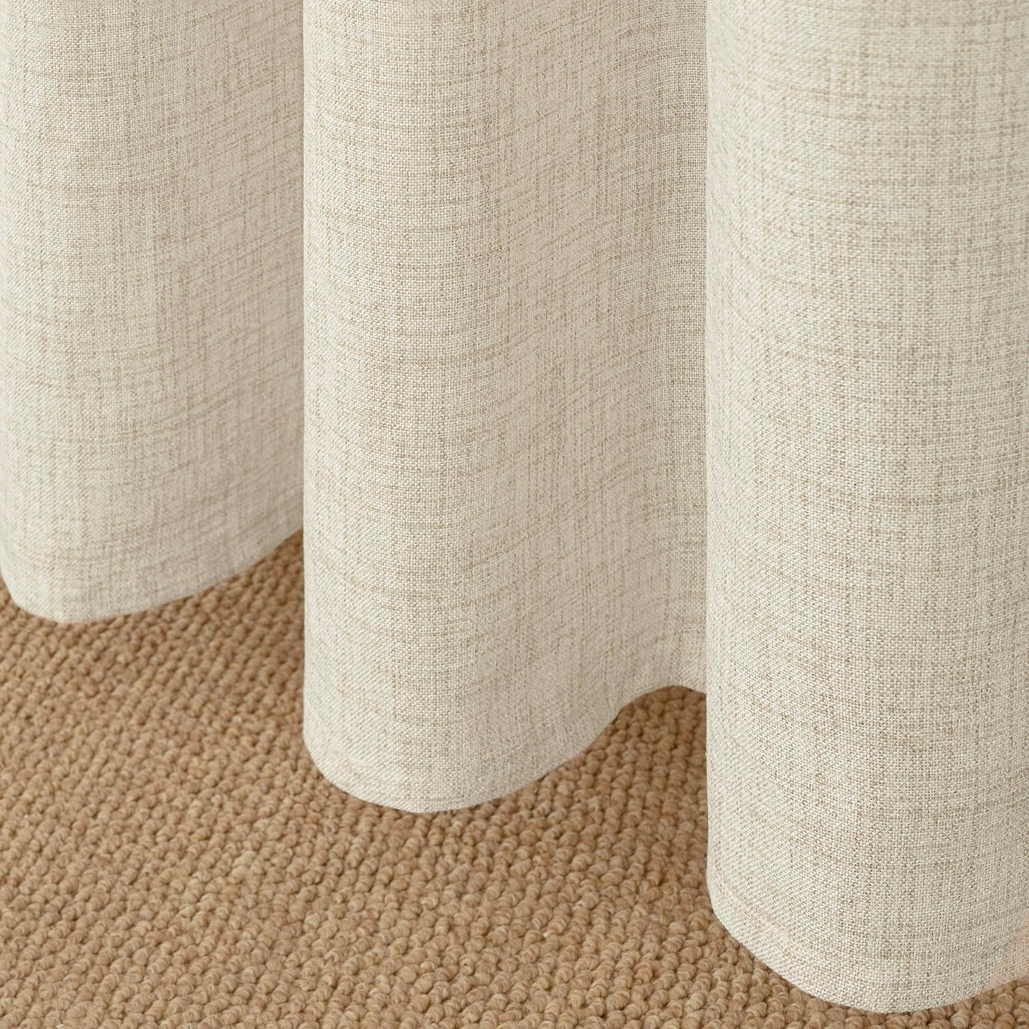 YoungsTex Rustic Linen Curtains 63 Inch Length 2 Panels for Living Room Window - Light Filtering Drapes with Bronze Grommet Thick Textured for Country Bedroom, 52 x 63 Inch