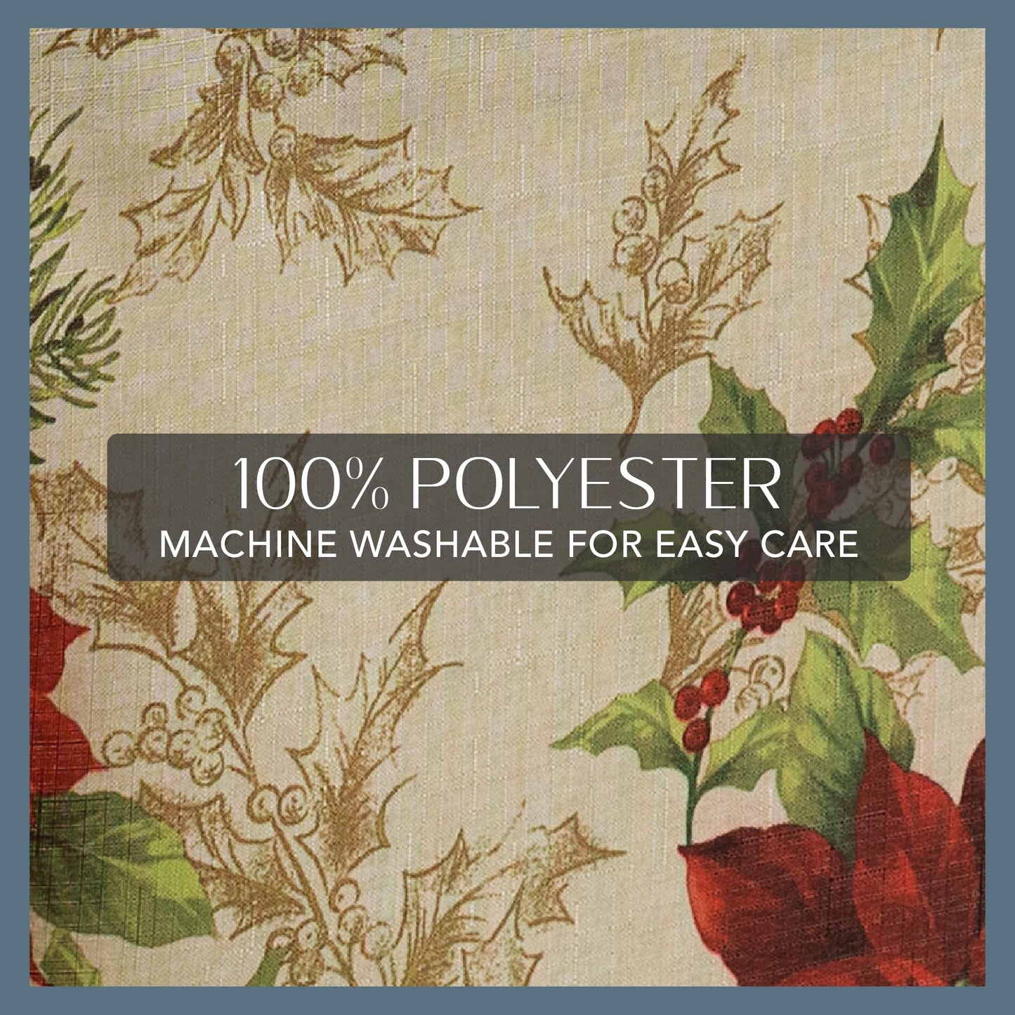 Elrene Home Fashions Festive Poinsettia Holiday Wrinkle Resistant Fabric Tablecloth, Multi, 60"x84" Oval