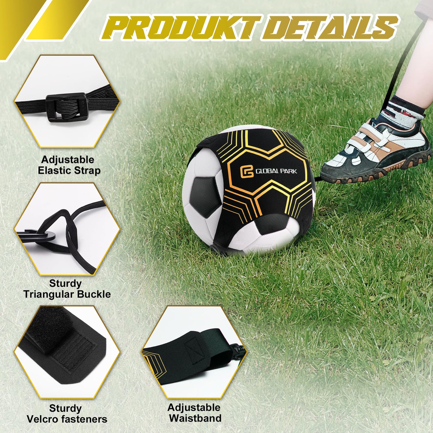 Soccer Trainer Adjustable Waist Belt - Football Training Equipment Aid for Ball Control, Passing & Shooting, Kick Throw Trainer Solo Practice Volleyball, Rugby for Kids Adults at Home (Black)