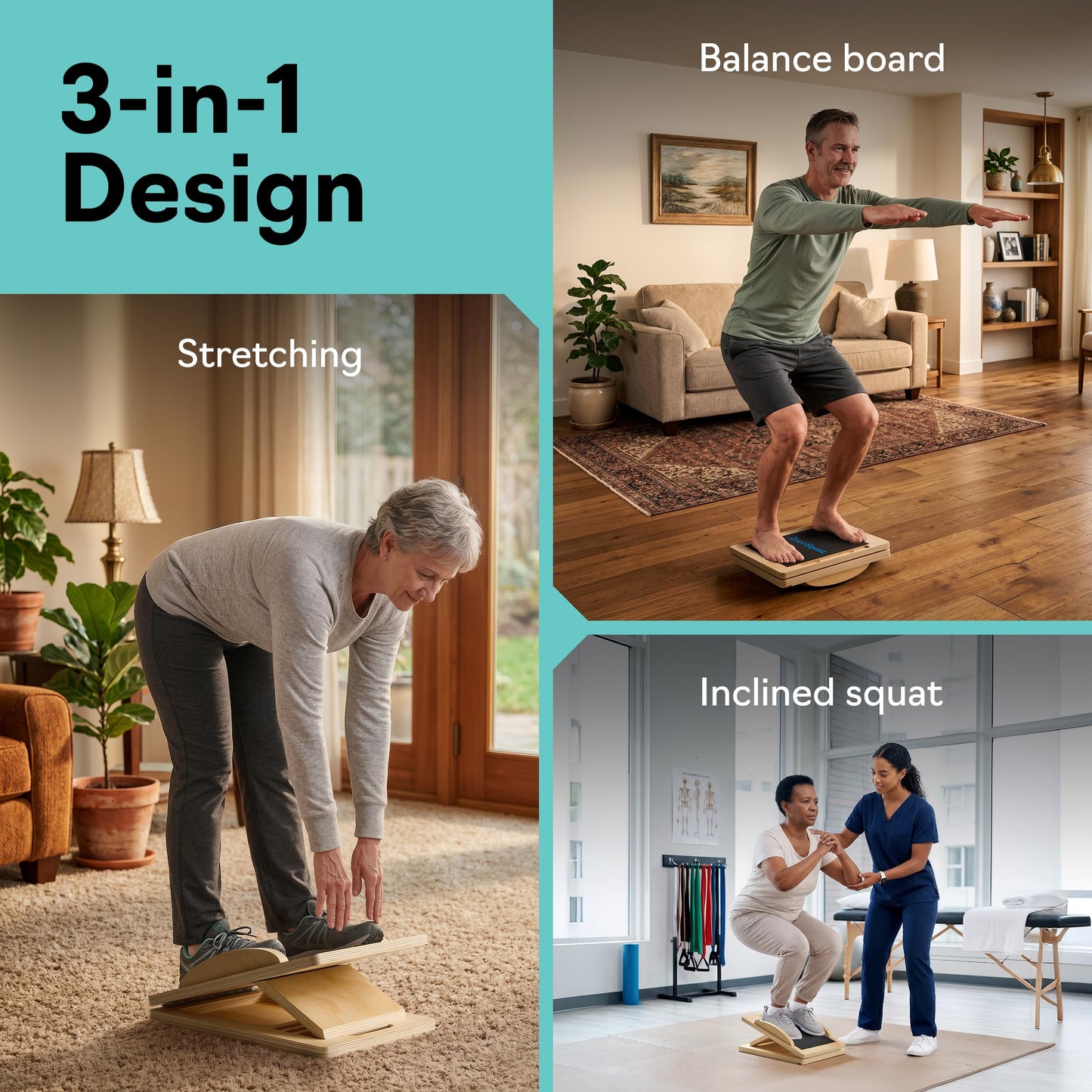 Slant Boards for Exercise – Slant Board with 7 Incline Angles – Transforms Into a Balance Board – Premium Calf Stretcher and Wobble Board for Effective Calf Stretching and Squats