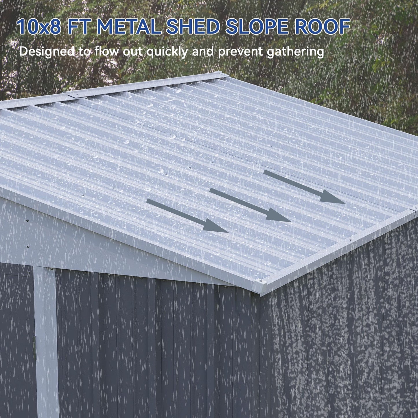 Patiowell 10x8 FT Storage Shed, Outdoor Metal Sheds with Lockable Door and Sloping Roof, Waterproof Outside Large Garden Tool Shed with Breathable Vents for Patio Lawn Backyard, Gray