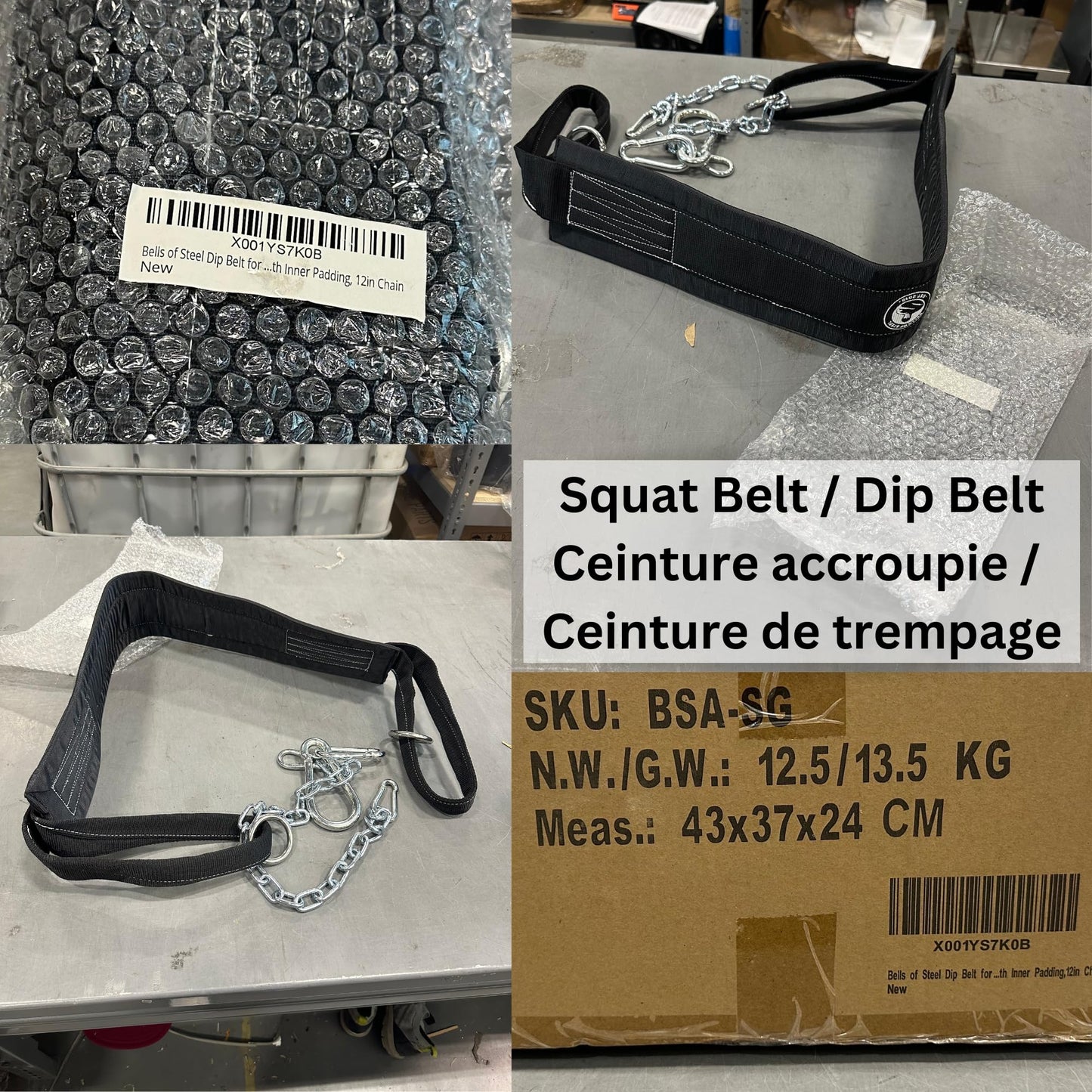 Belt Squat Belt [Bells of Steel] 5in Width Belt Squat Belt for Weight Lifting, Includes Chain - 12in, Heavy Duty Padded Belt Squat Attachment