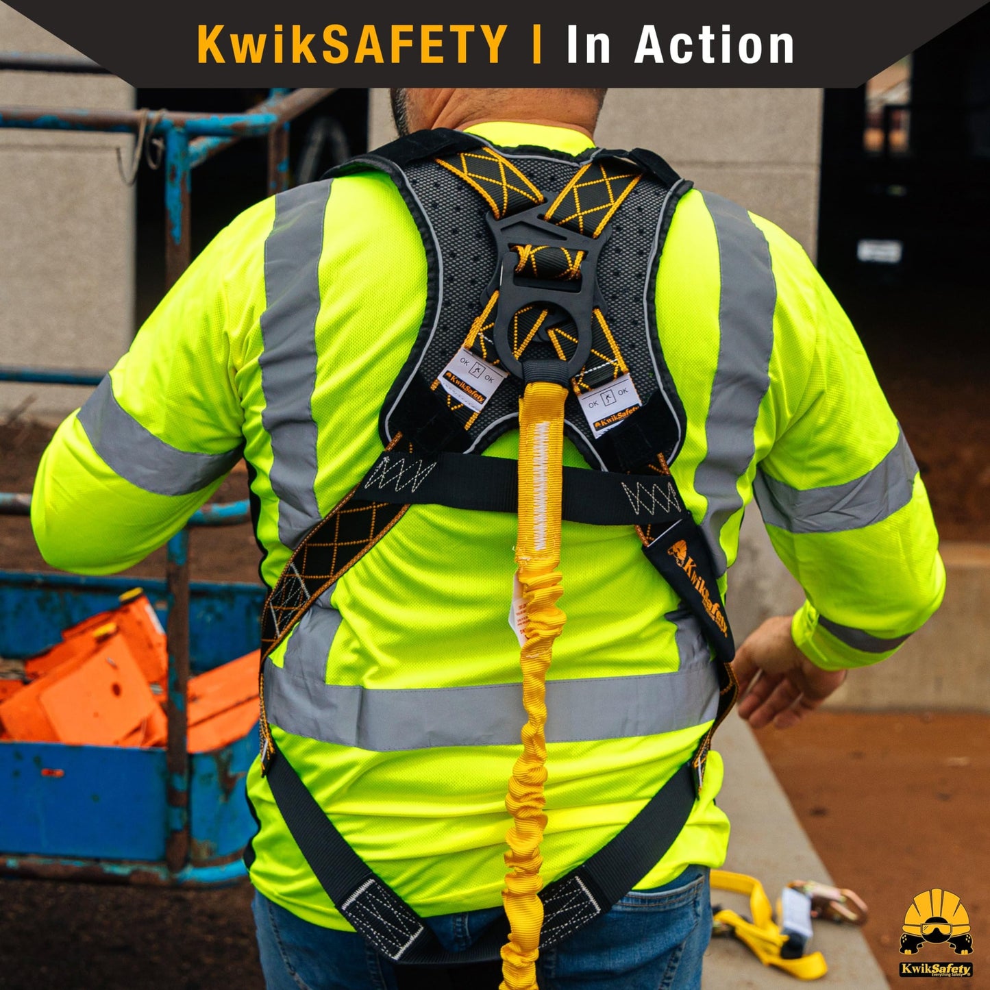 KwikSafety SCORPION DiamondBACK Safety Harness | Full Body Fall Protection Harness w/ 6ft Lanyard | Construction Roofing Gear | OSHA ANSI Compliant PPE