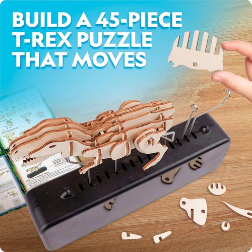 National Geographic Motorized Dinosaur 3D Puzzle - 50-Piece T. Rex Model Kit with Light-Up Base & 8 Settings
