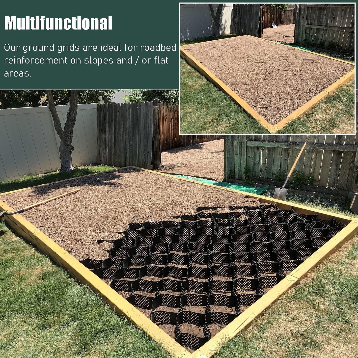 Driveway Grids Garden Shed Base Grid,2inch High Geo Grid Polyethylene Strength Soil Foundation for Landscaping Patio Walkways, Mud Erosion Control Grids ( Color : W x L , Size : 1m x4m (3.3X13ft) )