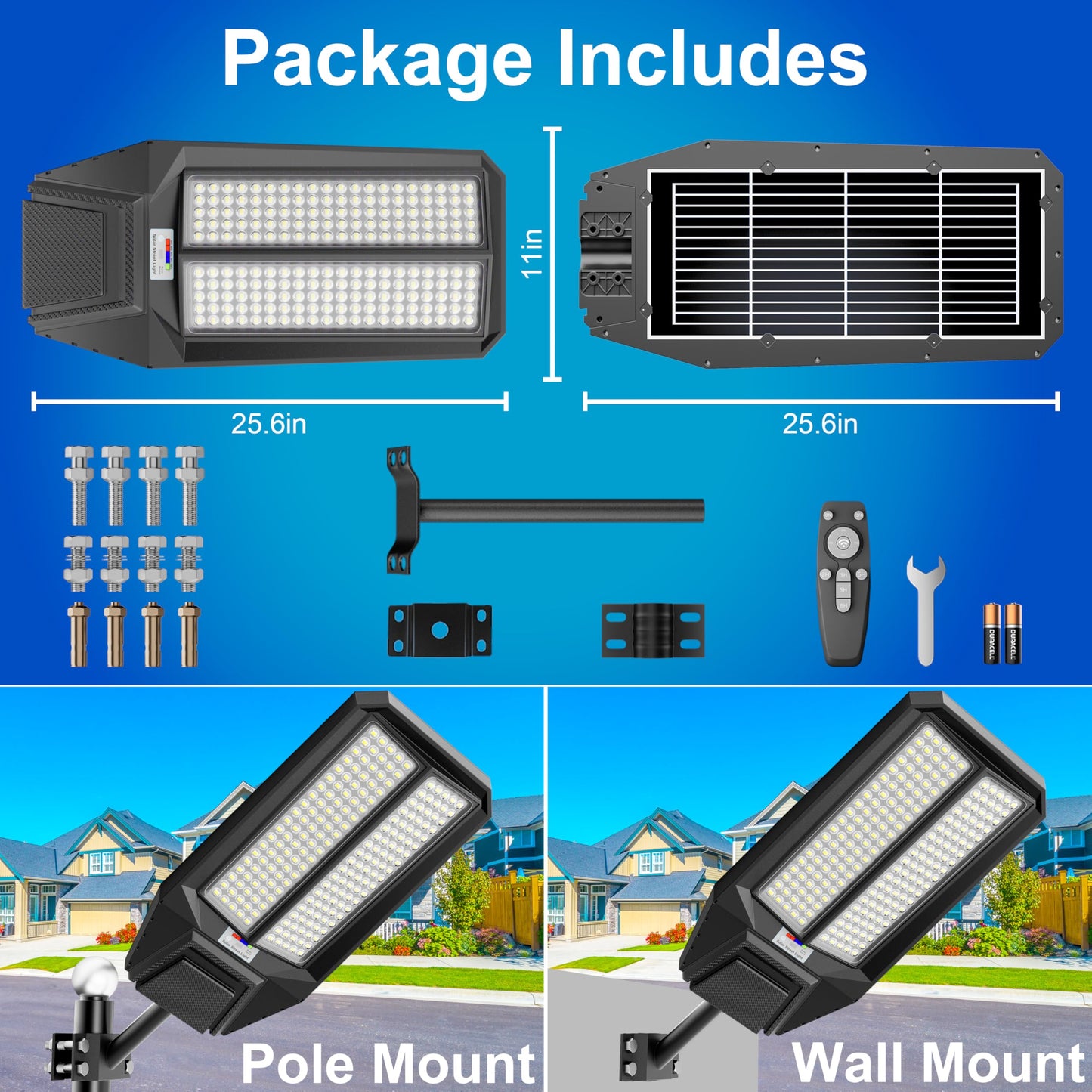 loyoele Ultra-Bright Solar Street Light with Motion Sensor, 11000W Commercial Outdoor Solar Security Light, IP67 Waterproof, Dusk-to-Dawn LED Flood Light for Yard, Parking Lot, Driveway, Barn, Garden