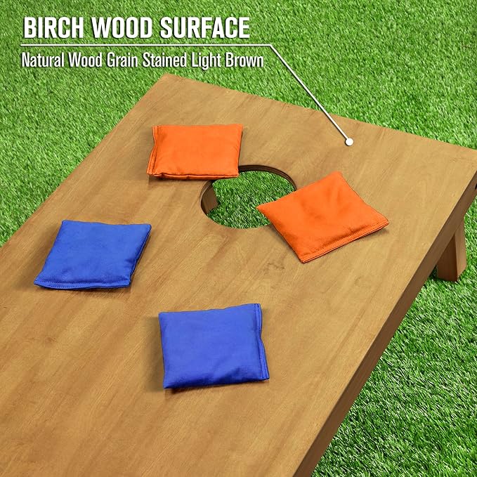 GoSports 4 ft x 2 ft Regulation Size Wooden Cornhole Boards Set - Includes Carrying Case - Full Regulation Size Bean Bag Toss Boards