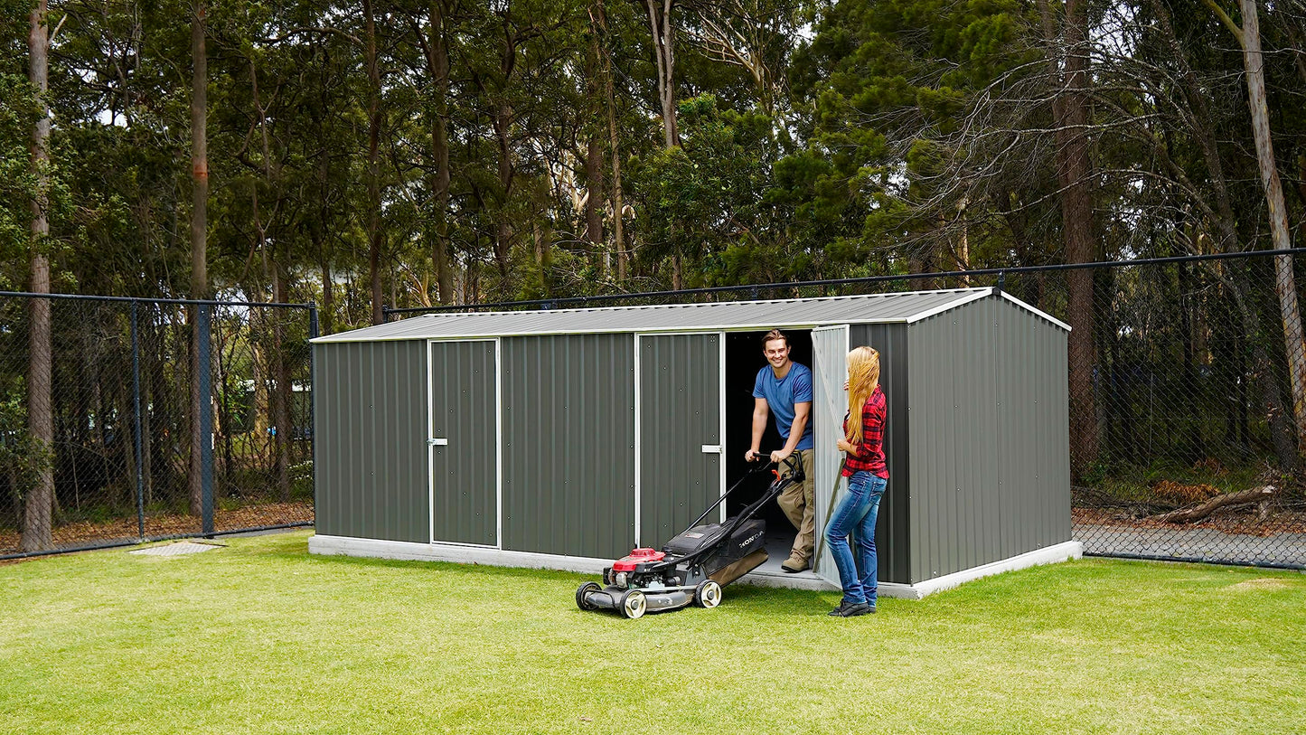 Absco Workshop 20 Ft. x 10 Ft. Metal Storage Shed DIY Galvanized Steel Sheds for Lawn Mower, Equipment, Workbench, Tools, Garden in The Yard, Garden, Patio, Outdoor Storage (Woodland Gray)