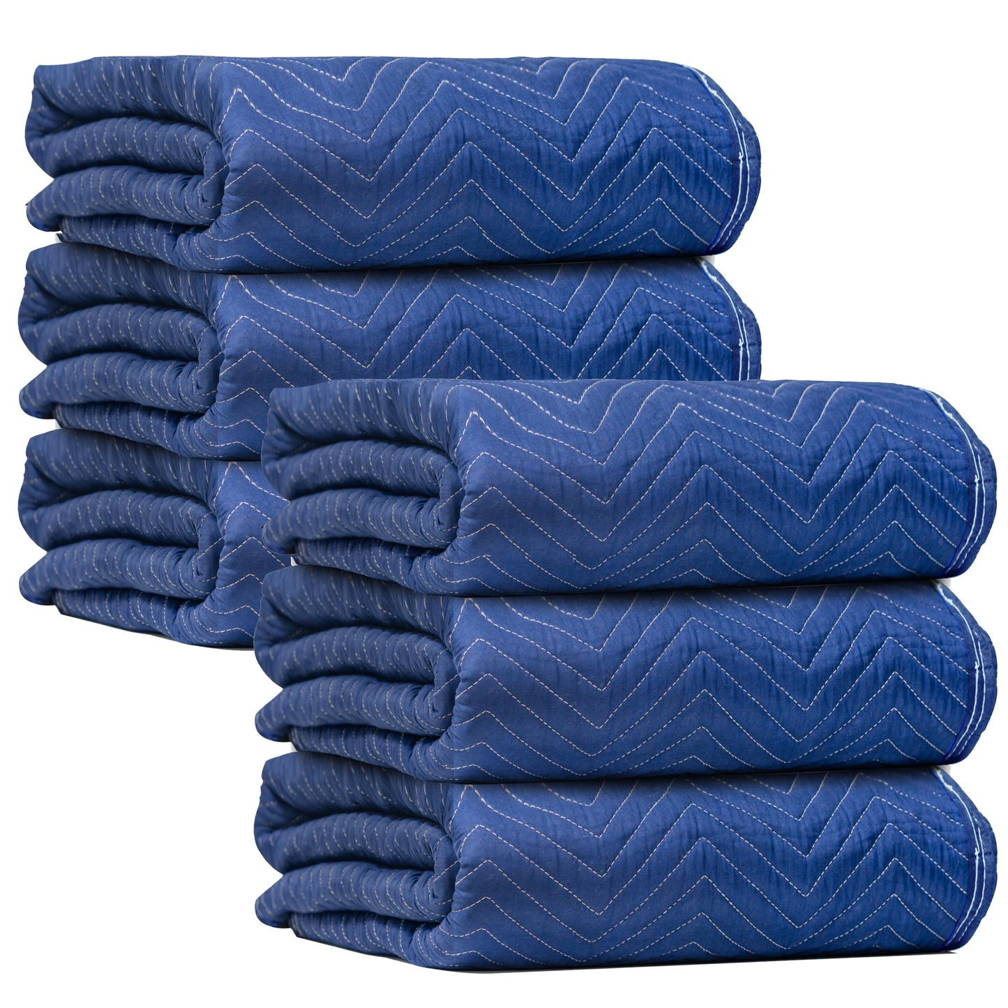 JourneyO Padded Moving & Packing Blankets-Heavy Duty Pro - 80" x 72" (90lb/dz Weight) - Furniture Shipping Pads for Moving and Storage- Blue-6 Pack