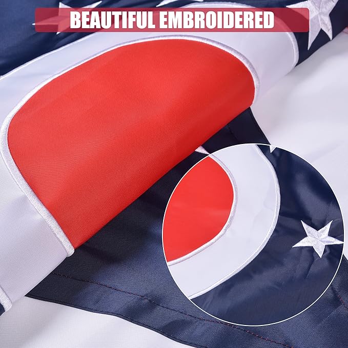Ohio State Flag 3x5 Ft, Deluxe Embroidered Premium Polyester Durable OH Outside Flag, Indoor/Outdoor with Sewn Stripes and Brass Grommets