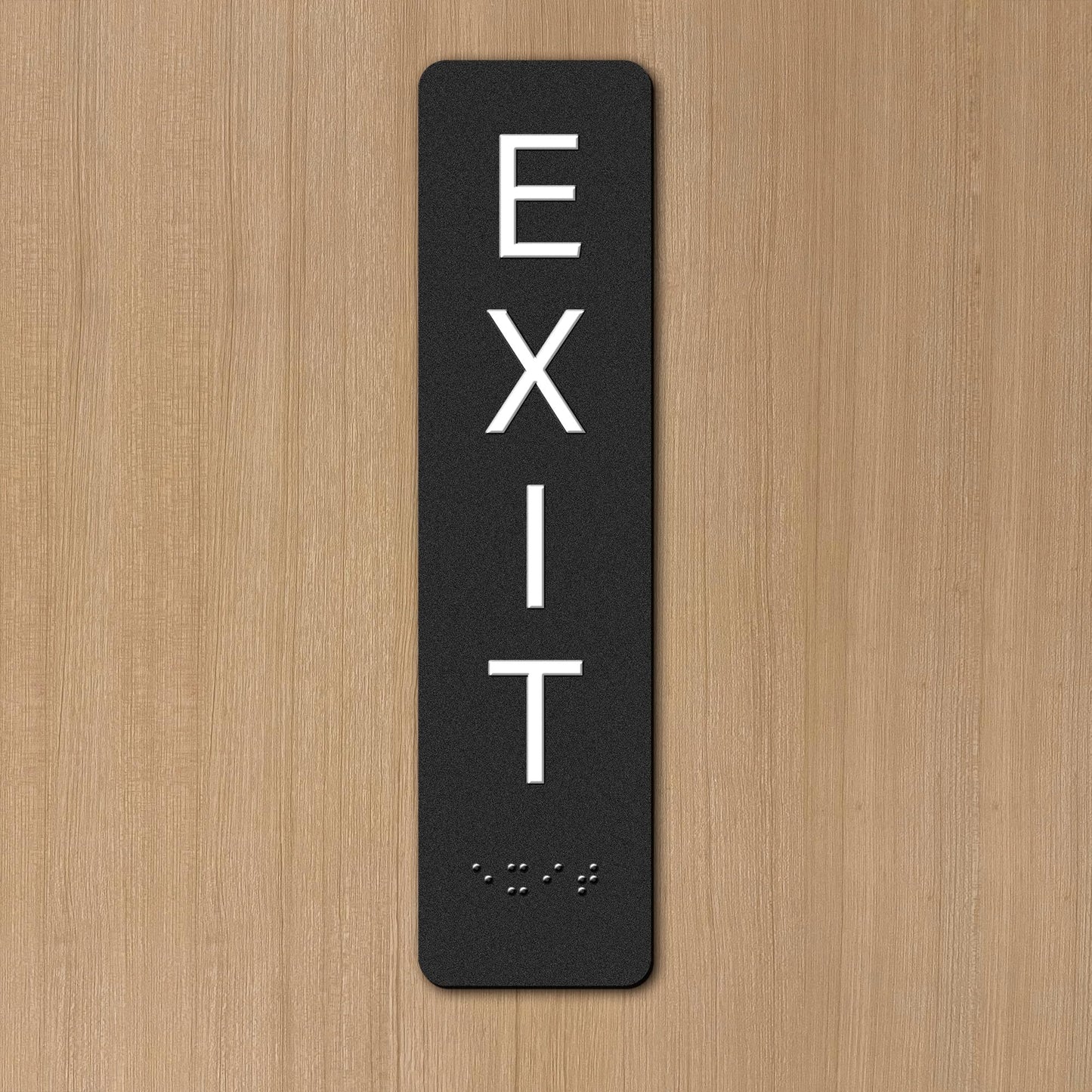 Exit Sign - ADA Compliant Exit Signs With Braille and Raised Letters for Business, Emergency Exit Sign for Office Restroom Indoor Outdoor,Easy Installation-Vertical (2 * 8 In)