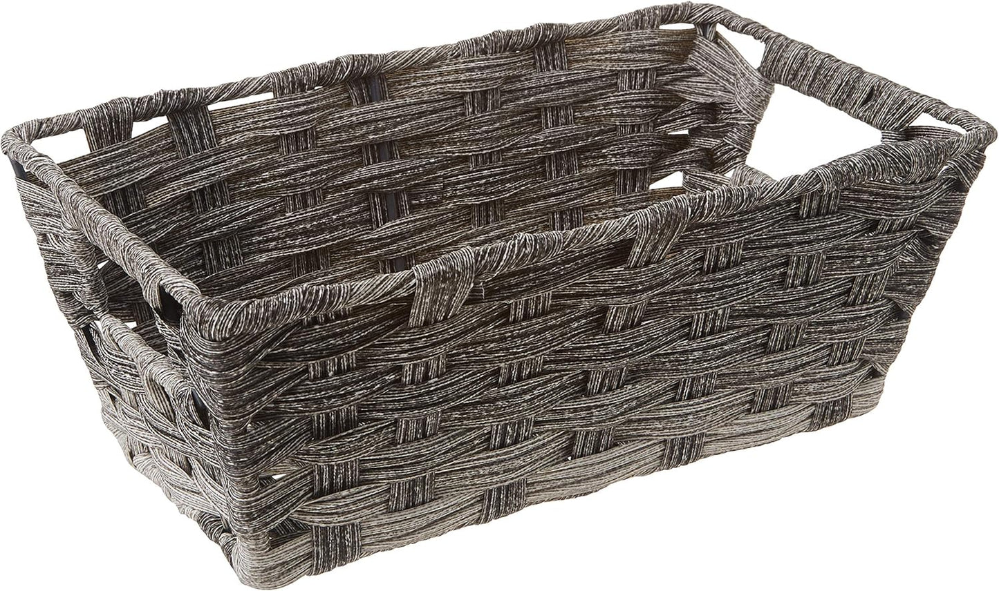Whitmor Gray Wash Split Rattique Small Shelf Tote - Stylish Storage Solution for Home Organization