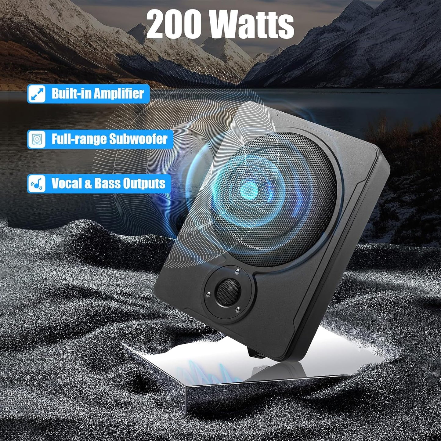 YUASDUU 8 600W in Car Slim Under-Seat Powered Subwoofer, Highly Active Speakers and Power Amplifier Subwoofer for Car