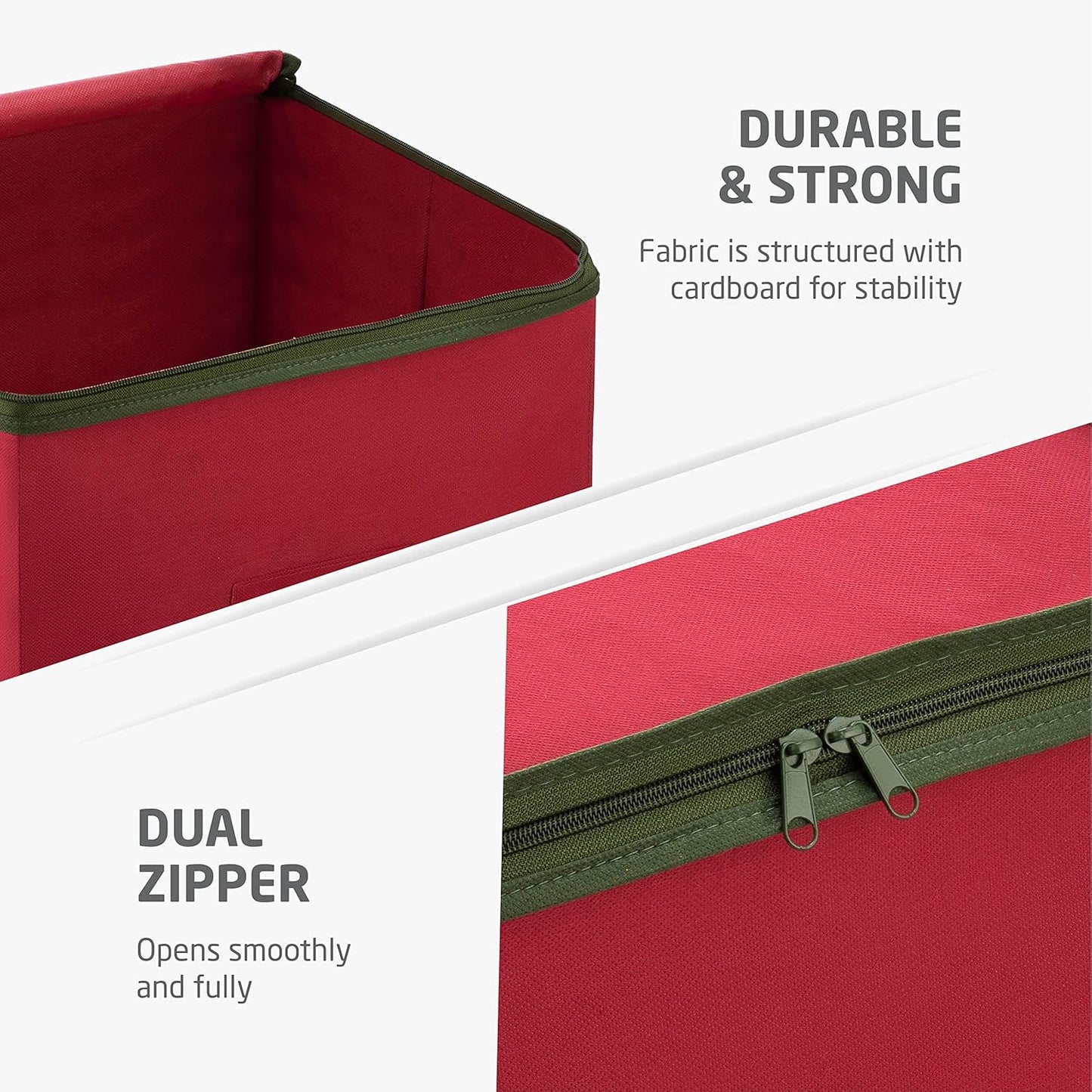 ZOBER Nutcracker Storage Containers - Christmas Ornament Box for 8 Figurines & Decorations - Red