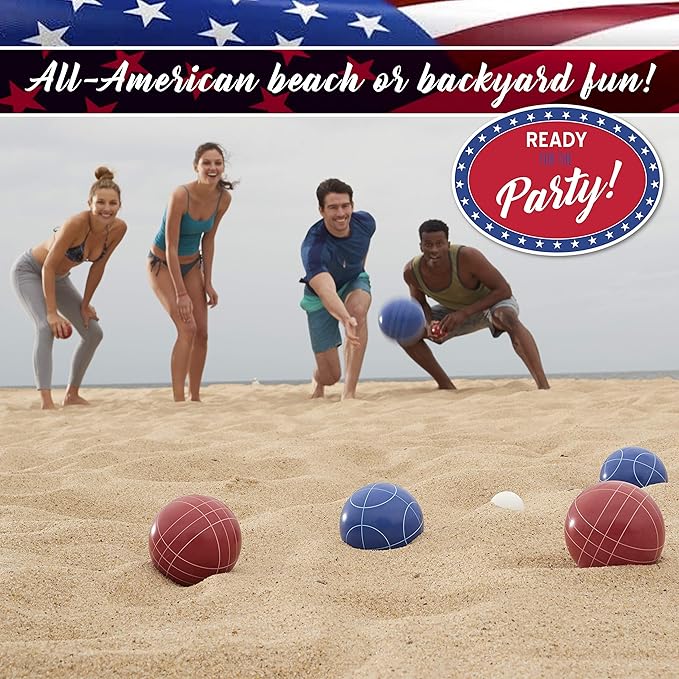 Franklin Sports Bocce Ball Set — 8 All Weather Bocce Balls and 1 Pallino — Beach, Backyard Lawn or Outdoor Party Game — Professional, American, and Starter Set Options