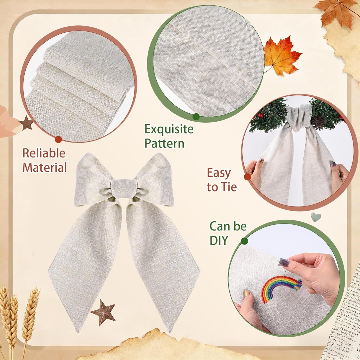 Regine Switzerland Burlap Wreath Sash - 2 Pcs Blank Accessories for Holiday & Wedding Decor