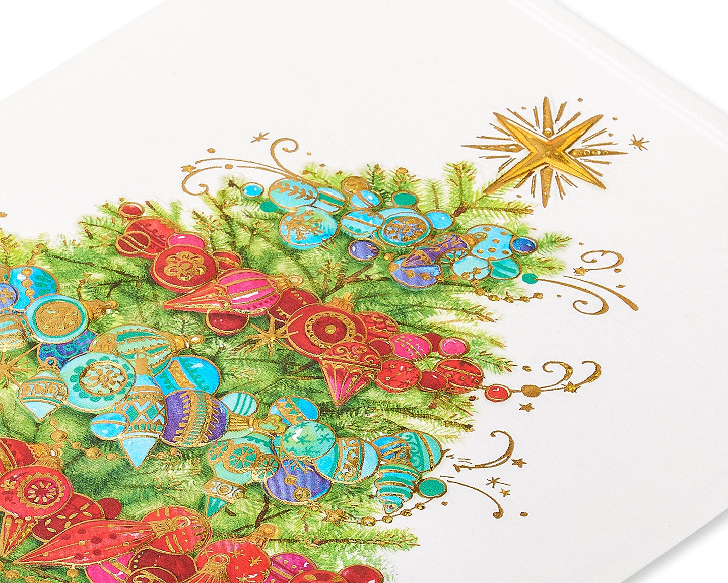 Papyrus Boxed Christmas Cards with Envelopes, Peace and Happiness, Glitter-Free Christmas Tree (12-Count)
