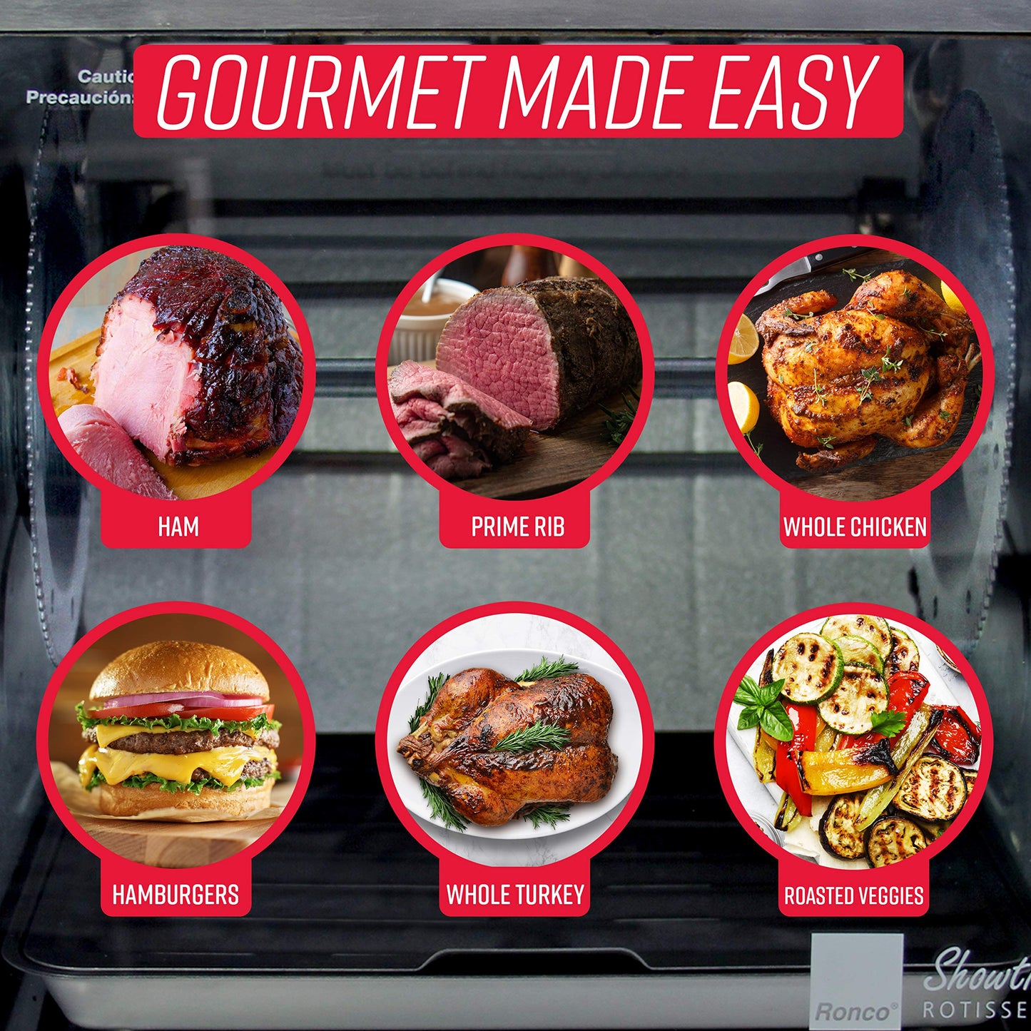 Ronco Modern Rotisserie Oven, Large Capacity (12lbs) Countertop Oven, Multi-Purpose Basket for Versatile Cooking, Easy-to-Use Controls