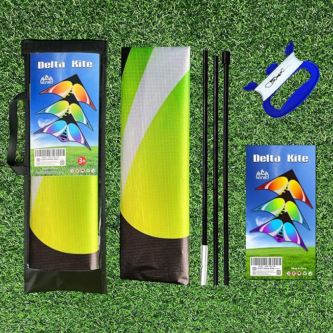HONBO Delta Kite for Kids Easy to Fly,Large Kite for Adults, Colorful Kite for Children Ages 4-10