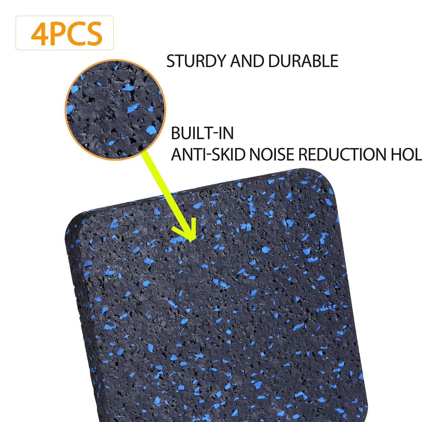 BestXD Treadmill Mat Pads - 4 PCS High Density Rubber Anti-Vibration Pads for Walking Pad and Exercise Bike - Noise Reduction Floor Protection for Hardwood Floors and Carpet - 3.94"x3.94"x0.5"