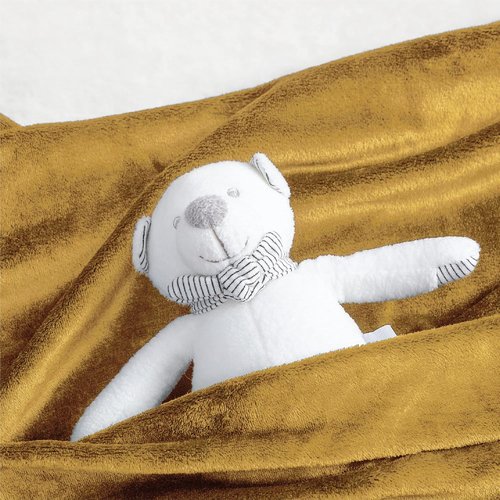 Bedsure GentleSoft Fleece Blanket - Cozy Small Throw for Kids | 43x55 Inches, Gold