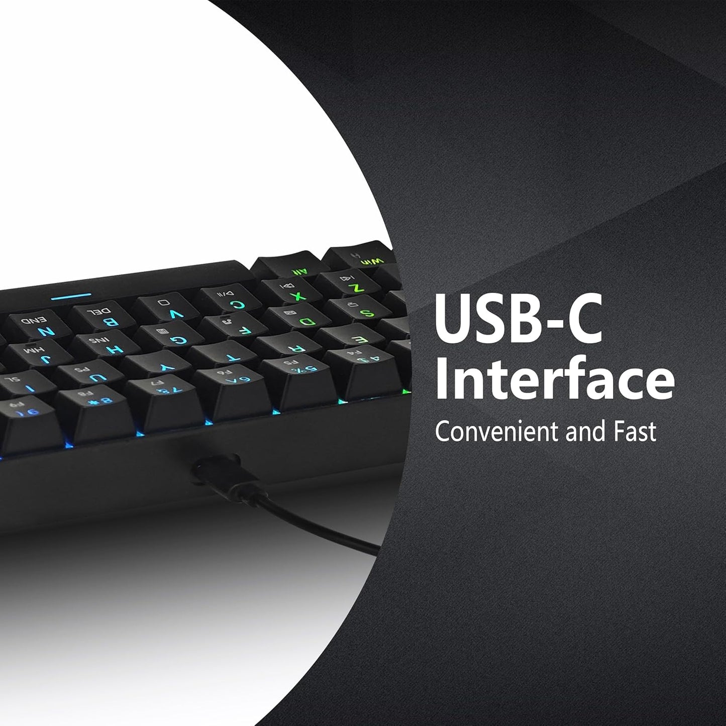 Bangsanth 60% 26-Mode 61-Key, Mechanical Keyboard, Mechanical Gaming Keyboard with Blue Switches and Dynamic RGB