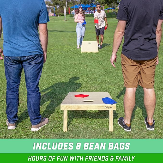 GoSports Solid Wood Premium Cornhole Sets - Choose 4 x 2 ft or 3 x 2 ft - Game Boards Include Set of 8 Cornhole Toss Bags