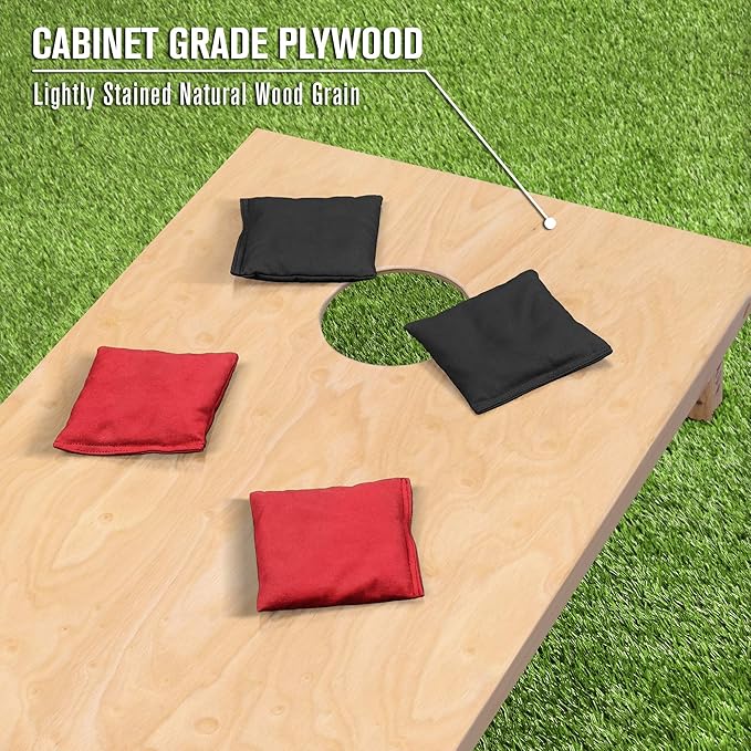 GoSports Regulation Size Wooden Cornhole Set with Natural Wood Finish - Includes Carrying Case