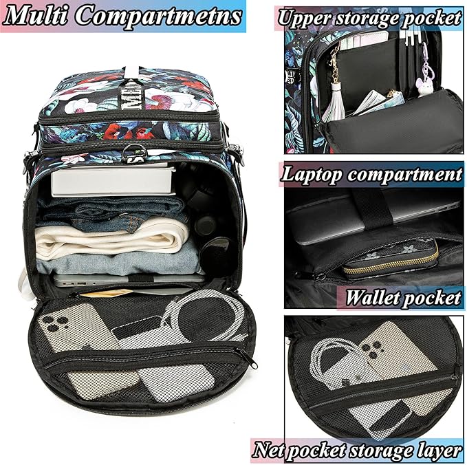 Gym Duffle Bag Backpack with Shoe Compartment,4 ways Travel Backpack for Women and Men,Multi-Functional Weekender bag with Waterproof Layer&Laptop Compartment for Fitness, Travel,Camping