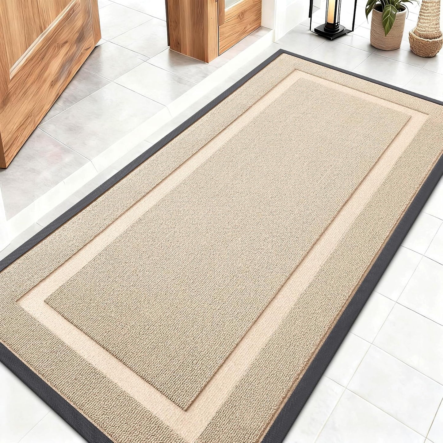 OLANLY Waterproof Front Door Mat - All-Season Indoor/Outdoor Doormat | Sturdy Natural Rubber, 47x23, Off-White