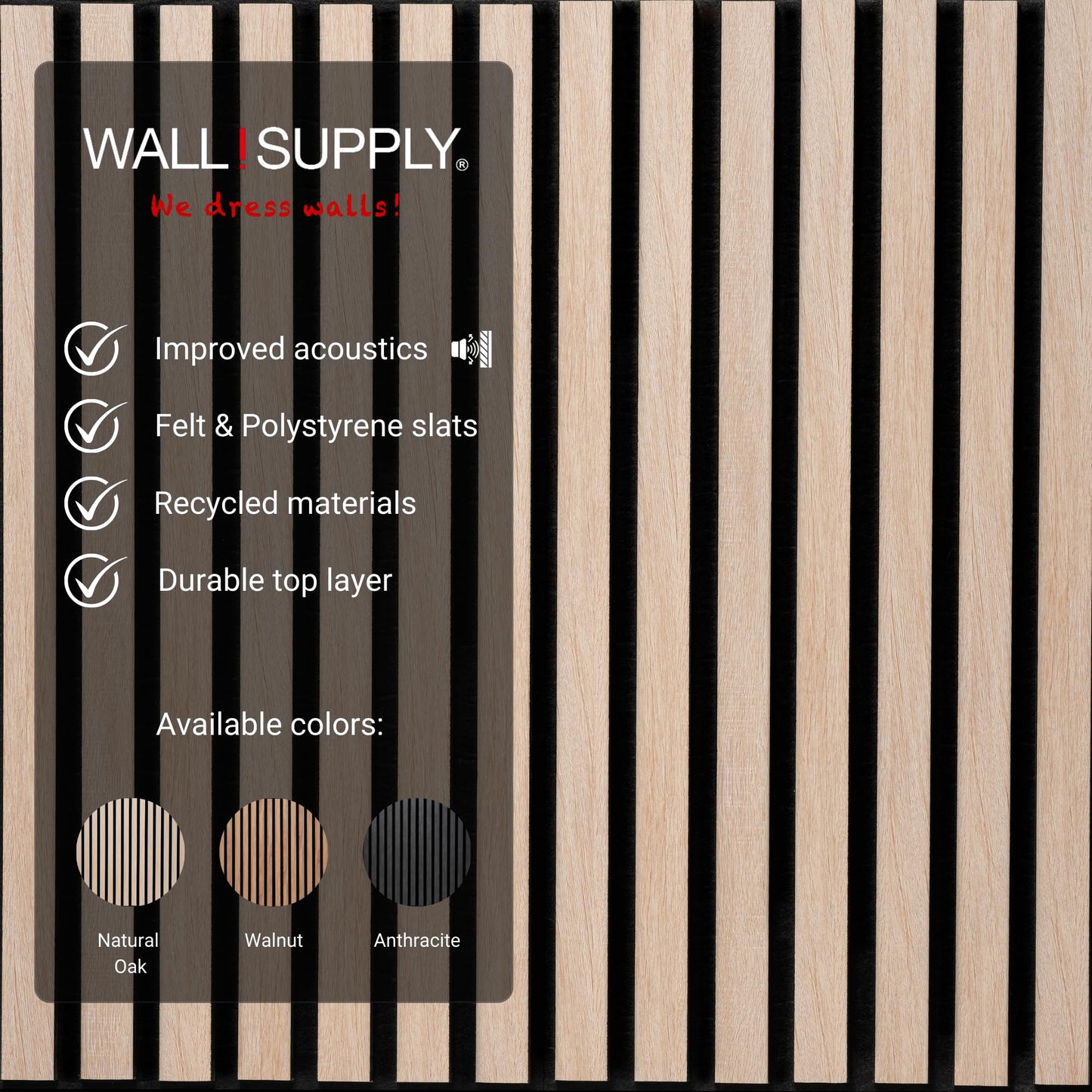 Wall!Supply 3D Soundproof Wall Panels – Acoustic Natural Oak Finish – EPS Foam Wallpaper Alternative for Living Room, Bedroom & Office – Easy DIY Installation – 6 Pack, Covers 10.87 Sq Ft
