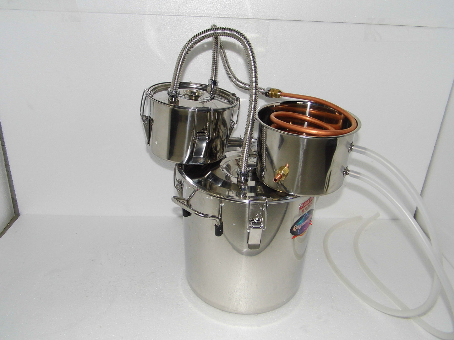 OLizee 3 Pots 5 Gal Stainless Steel Water Alcohol Distiller Copper Tube 18L Boiler Home Wine Making Kit