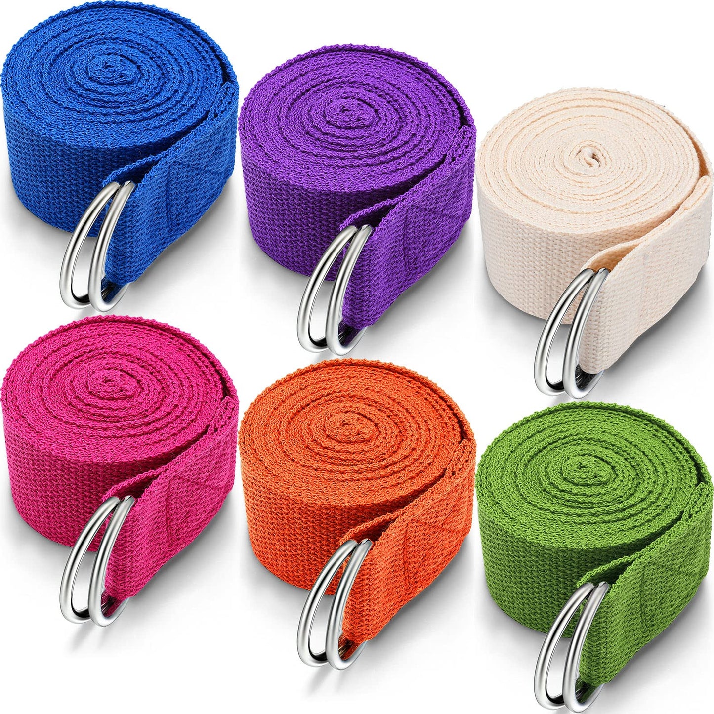 6 Pcs Yoga Strap for Stretching 8 Ft Yoga Exercise Adjustable Straps Bands with Safe Adjustable D Ring Buckle for Pilates Gym Workouts Fitness Improves Sitting Posture(Bright Color)
