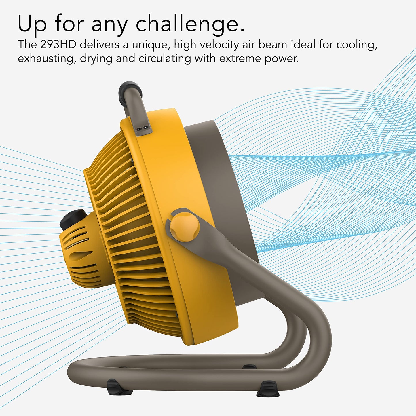 Vornado 293 Large Heavy Duty Shop Fan, 3 Speed Electric Fan, High Impact Casing, IP54-Rated Motor, Whole Room Air Circulator, Pivoting Head, Carry Handle, 16” Floor Fan for Bedroom and Garage, Yellow