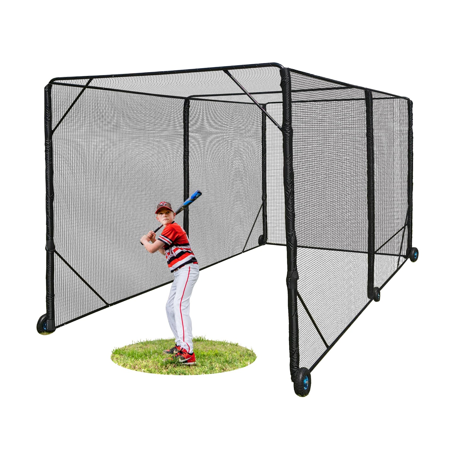 Heavy Duty Baseball & Softball Batting Cage with Wheels – Commercial-Grade Portable Batting Cage for Backyard, Driveway, Training & Club Use | Multi-Sport Practice | Easy Setup (20 FT)