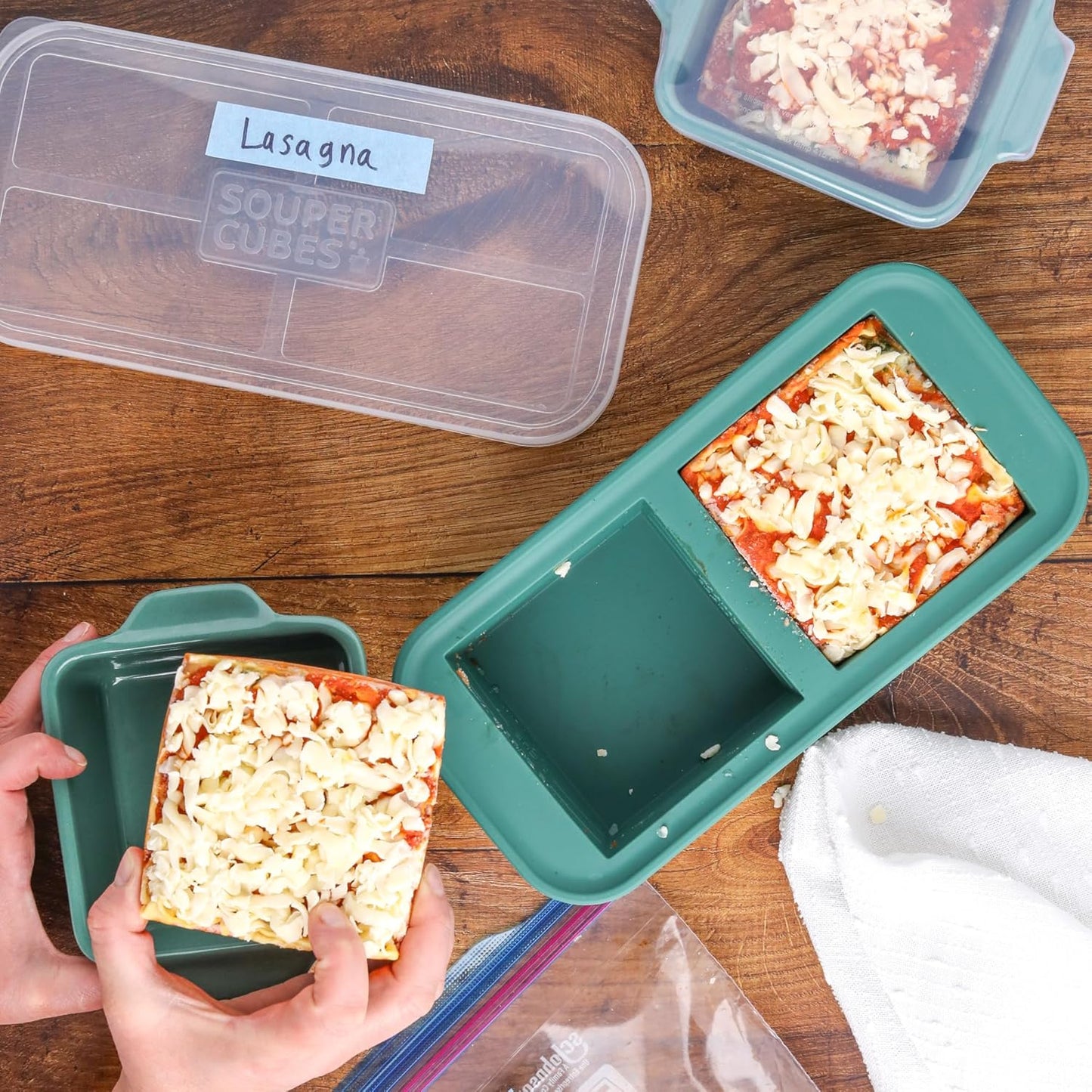 Souper Cubes Stoneware Baking Dishes - Premium 5" x 5" Mini Ceramic Set with Silicone Covers - Made in USA