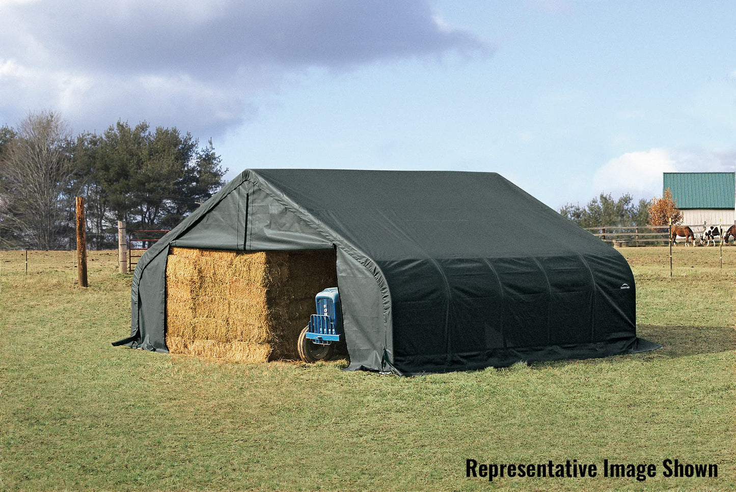 ShelterLogic 82244 Green 22'x28'x12' Peak Style Shelter