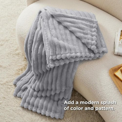Bedsure GentleSoft Twin Blanket - Cozy Light Grey Fleece Throw for Couch, 60x80 Inches