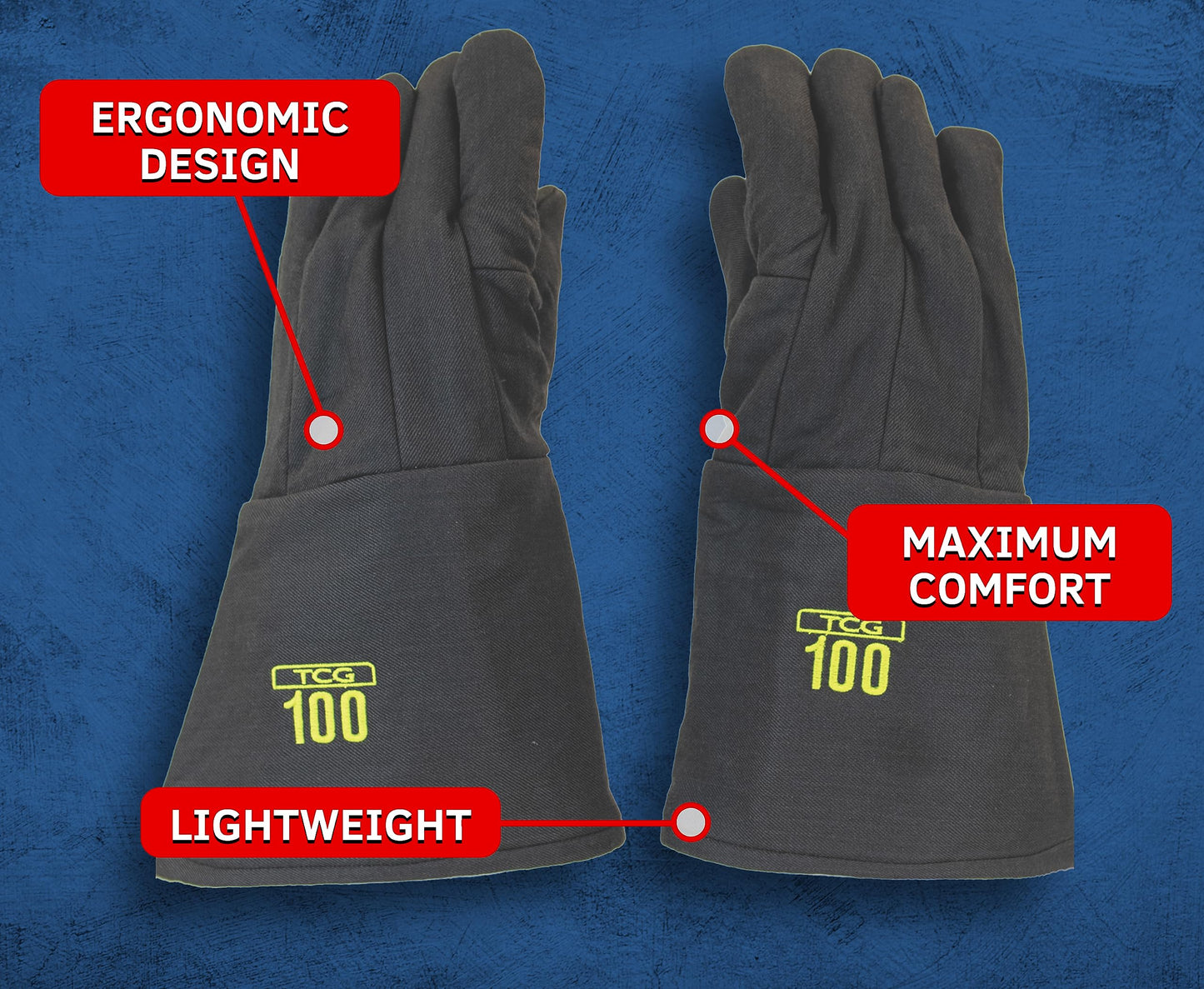 Oberon Company TCG100 Series Arc Flash Gloves, Black, Large