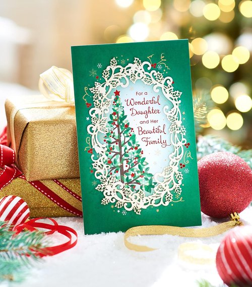 American Greetings Christmas Card - Sentimental Holiday Message for Daughter & Family | Artistic Die-Cut Design