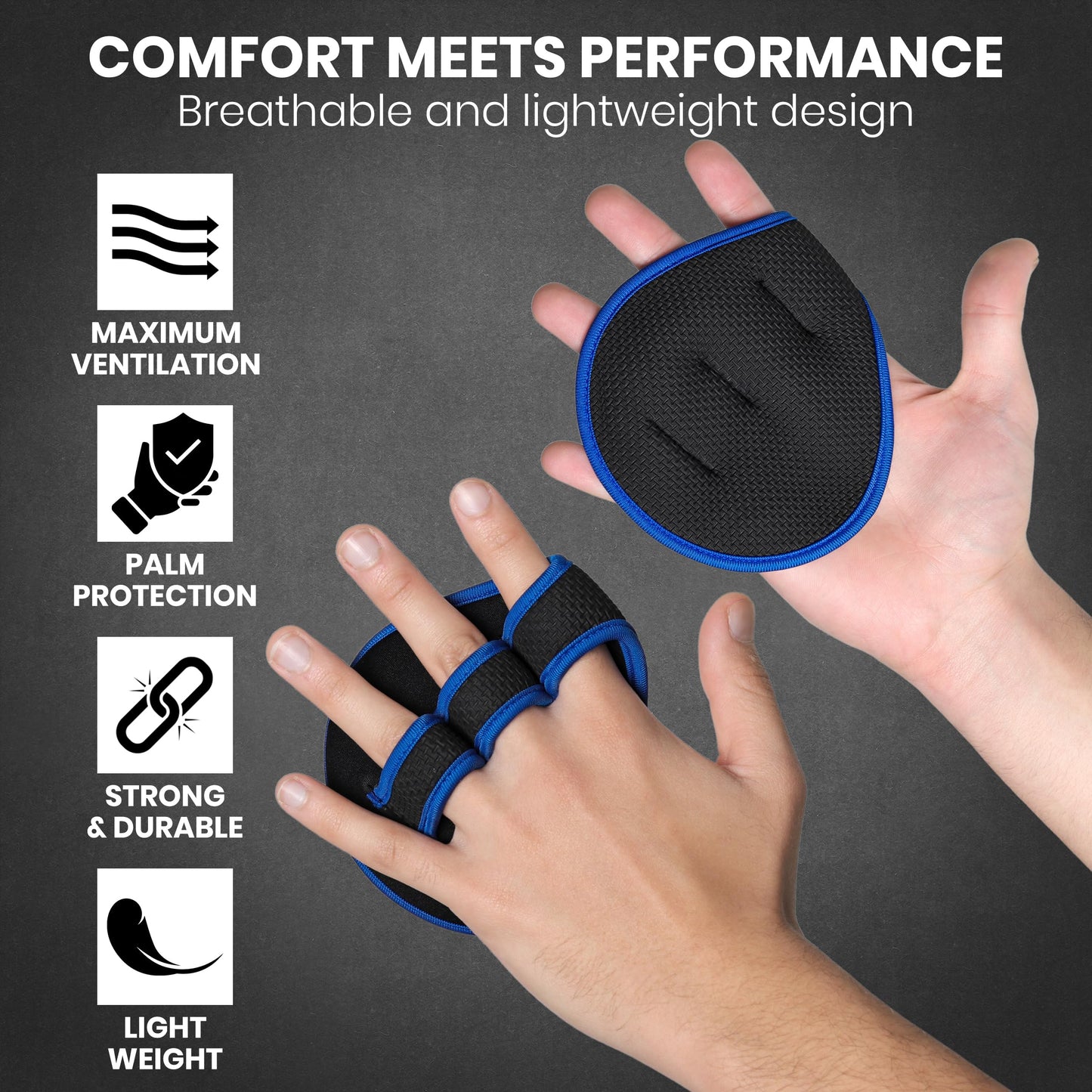 Stealth Sports Weight Lifting Gym Grip Pads Non-Slip Neoprene Pull Up Bar Pads Substitute of Workout Gloves Prevents Callus Tears–Calisthenics Fitness Weightlifting Grip Gloves (3 Loop)